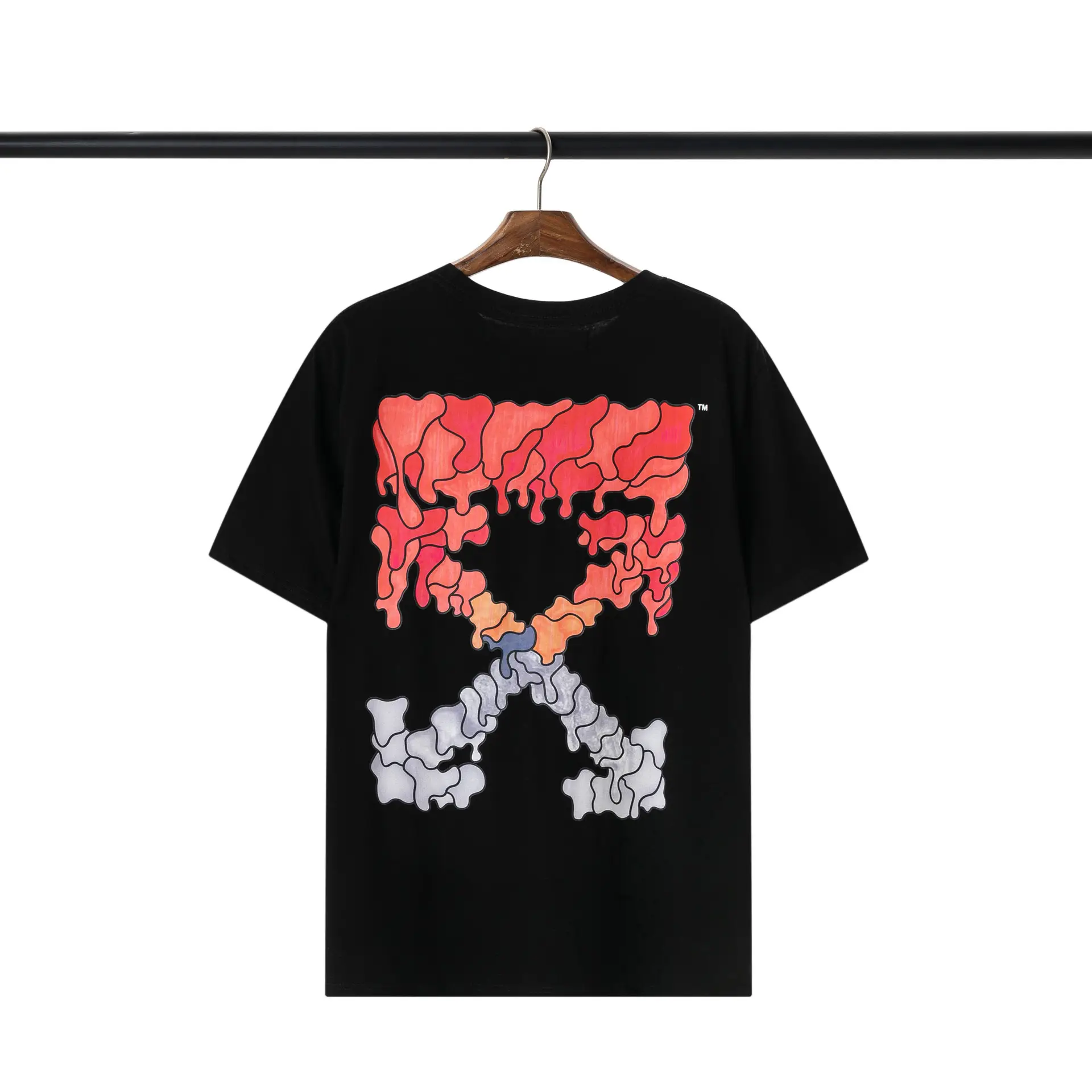 2021 White Melting Arrow Round Neck T-Shirt