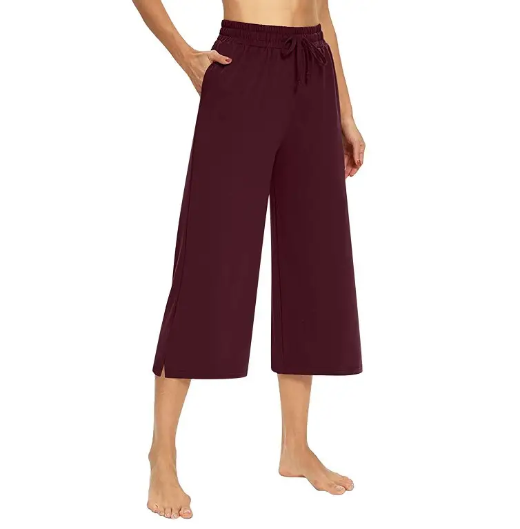 Ladies Navy Wide Leg Drawstring Pants Capri Style - Image 11