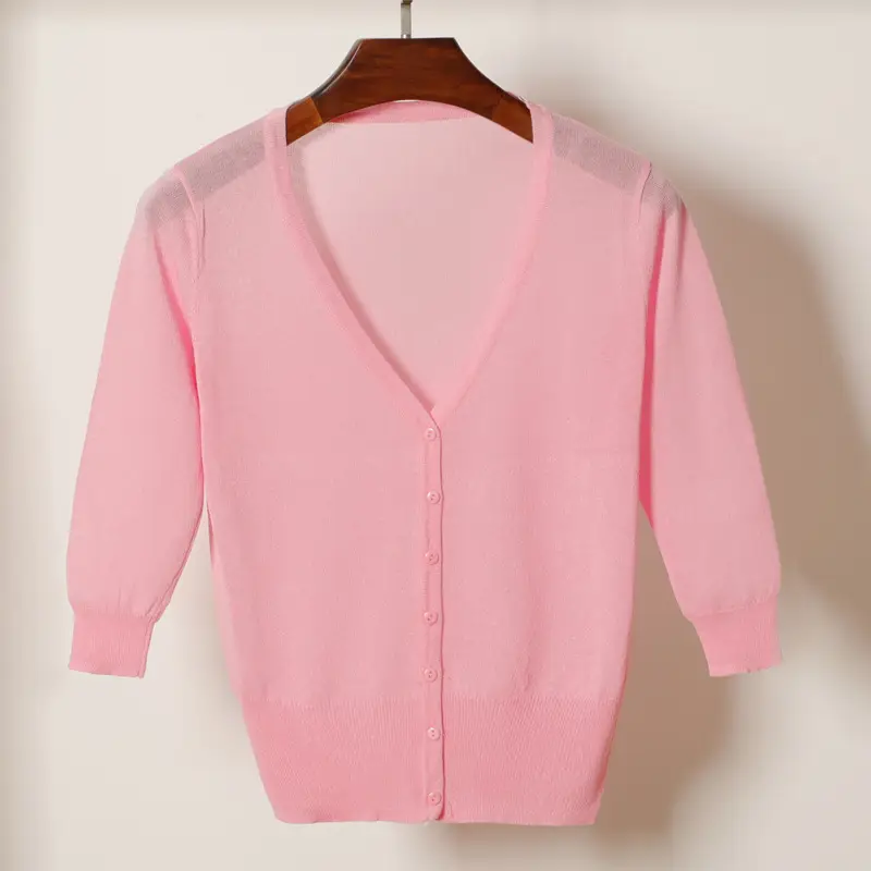 Women Ice Silk Knitted Cardigan with Skirt Blue Summer Top - Image 9