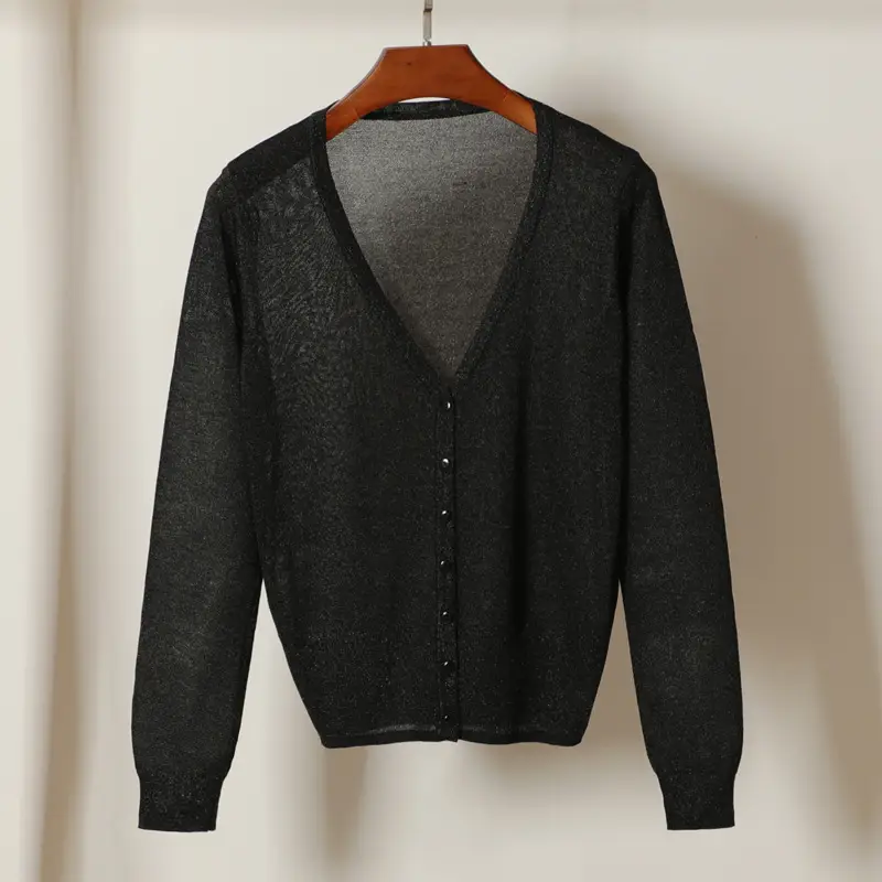 Women Ice Silk Knitted Cardigan with Skirt Blue Summer Top - Image 3
