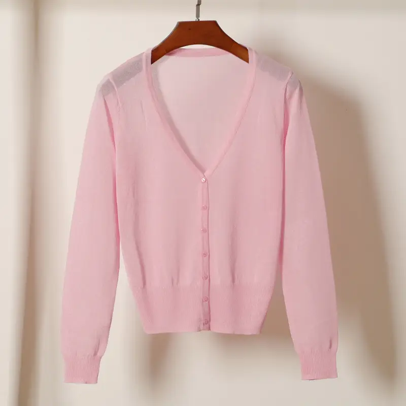 Women Ice Silk Knitted Cardigan with Skirt Blue Summer Top - Image 8