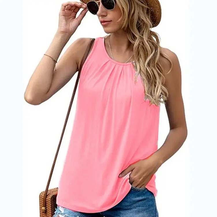2025 Red Sleeveless Women's Top with 1 Button Closure
