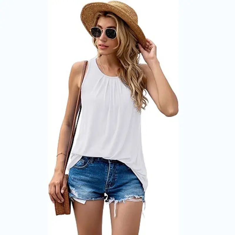 2025 Red Sleeveless Women's Top with 1 Button Closure