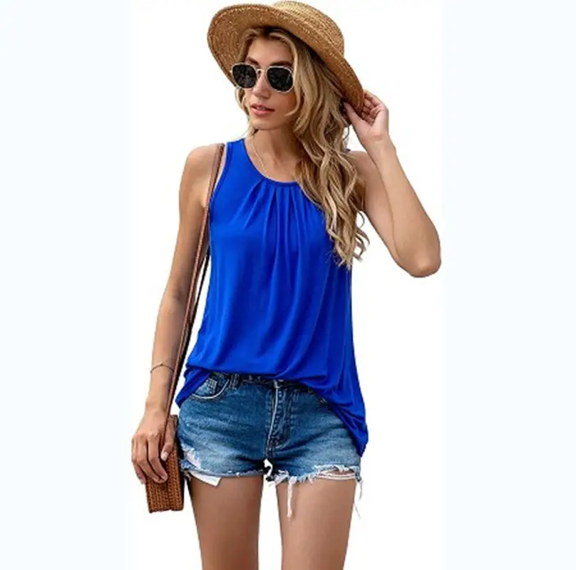 2025 Red Sleeveless Women's Top with 1 Button Closure