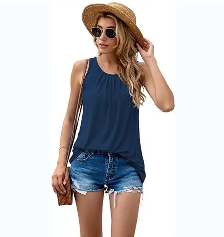 2025 Red Sleeveless Women's Top with 1 Button Closure