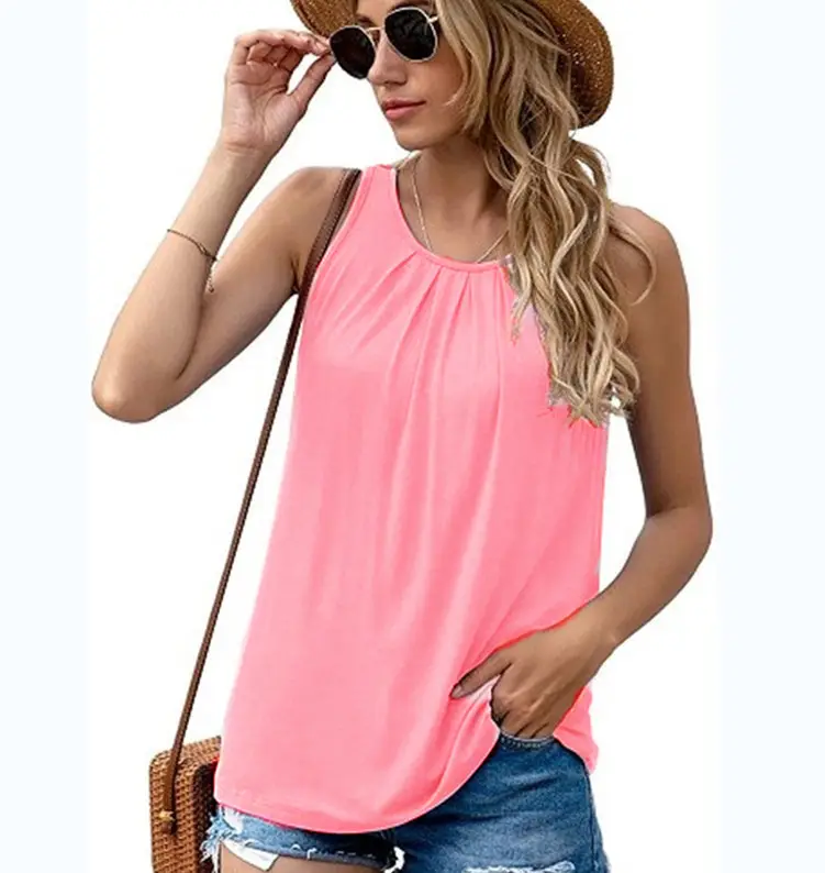 2025 Red Sleeveless Women's Top with 1 Button Closure