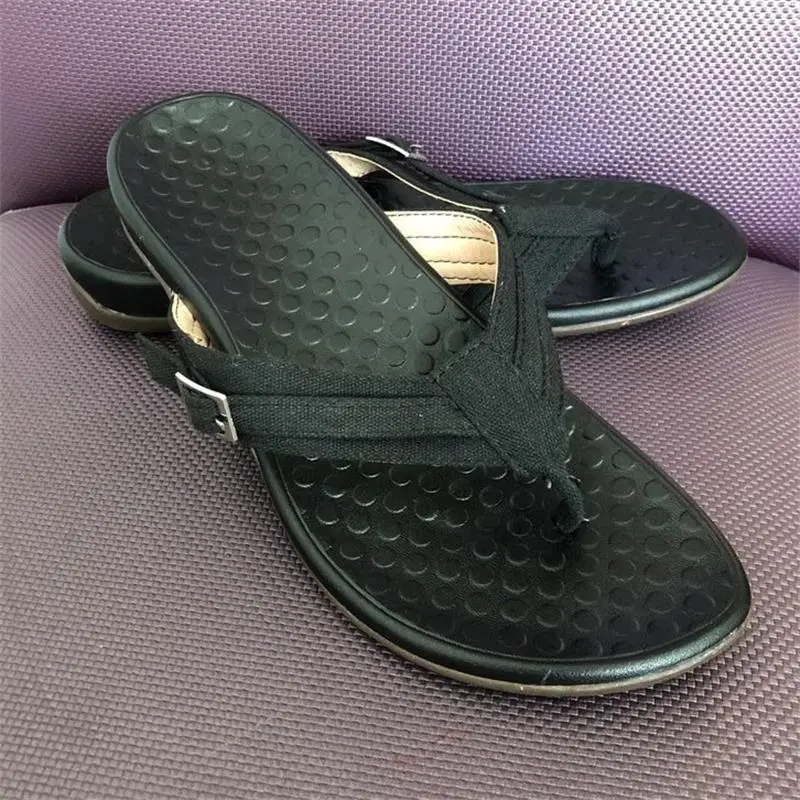 Women's Blue Buckle Strap Sandals Flat