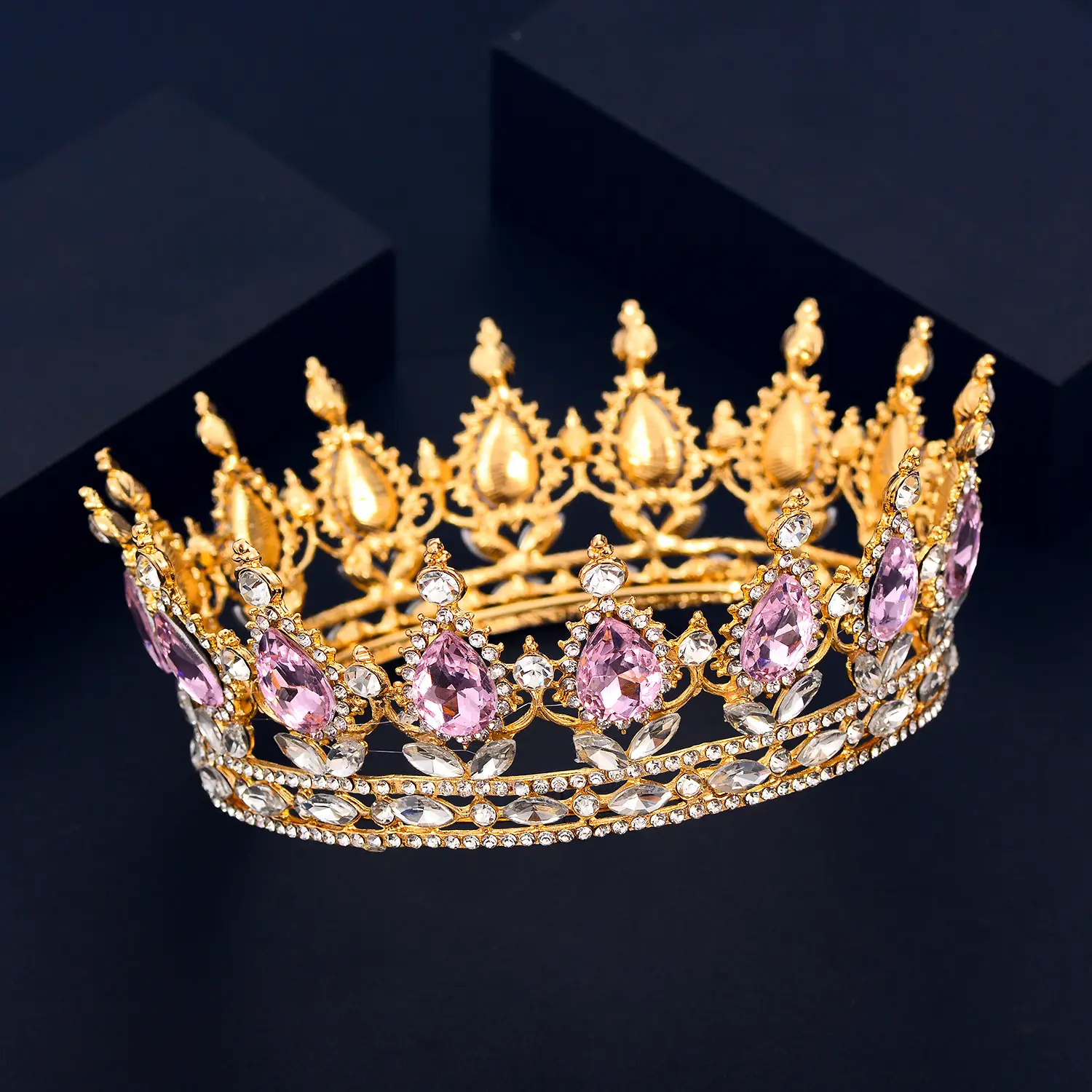 Luxury Crystal Full Circle Crown Wedding Hair Accessory — feature 15