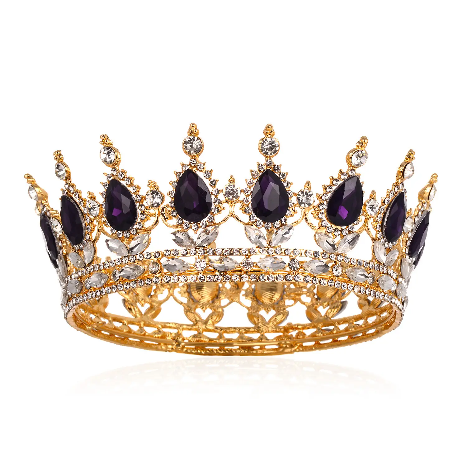 Luxury Crystal Full Circle Crown Wedding Hair Accessory — feature 17