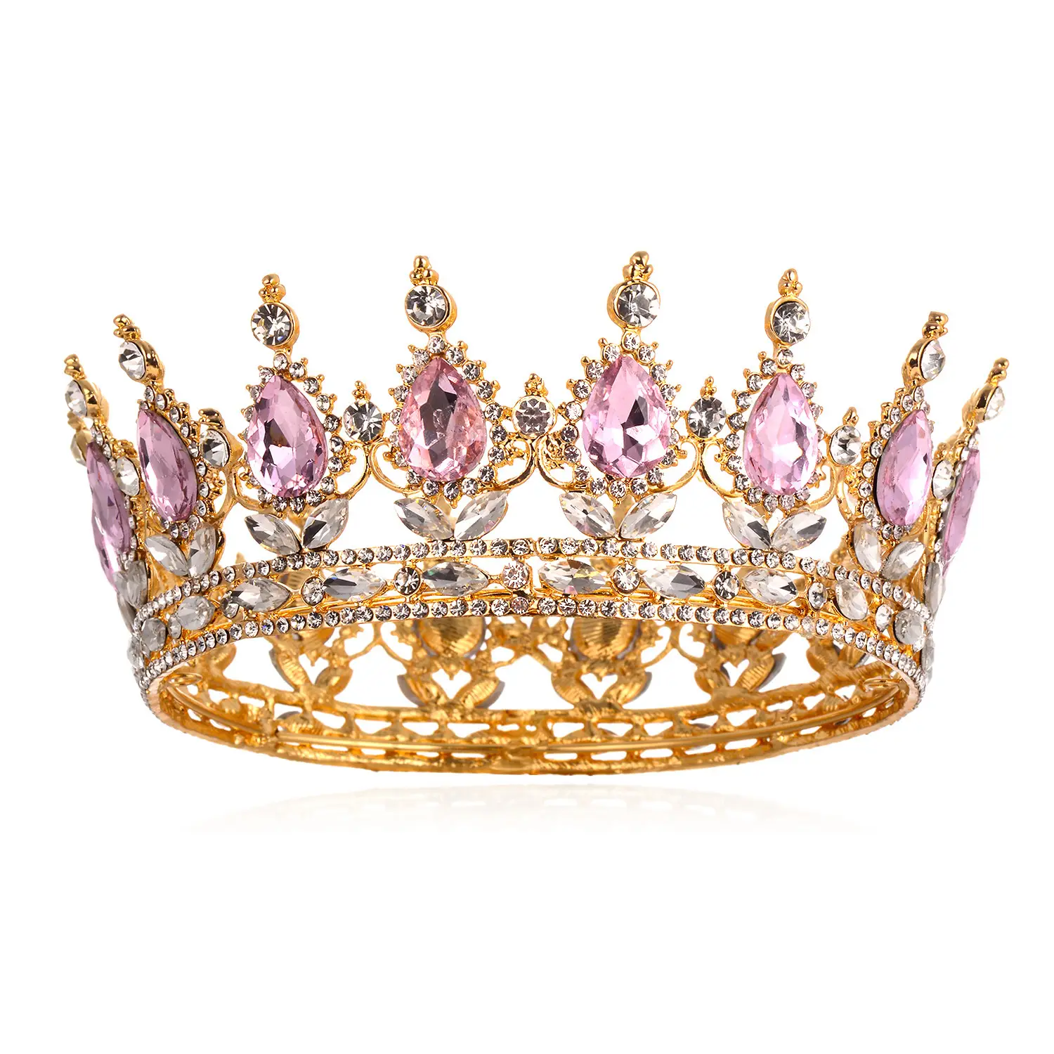 Luxury Crystal Full Circle Crown Wedding Hair Accessory — feature 18