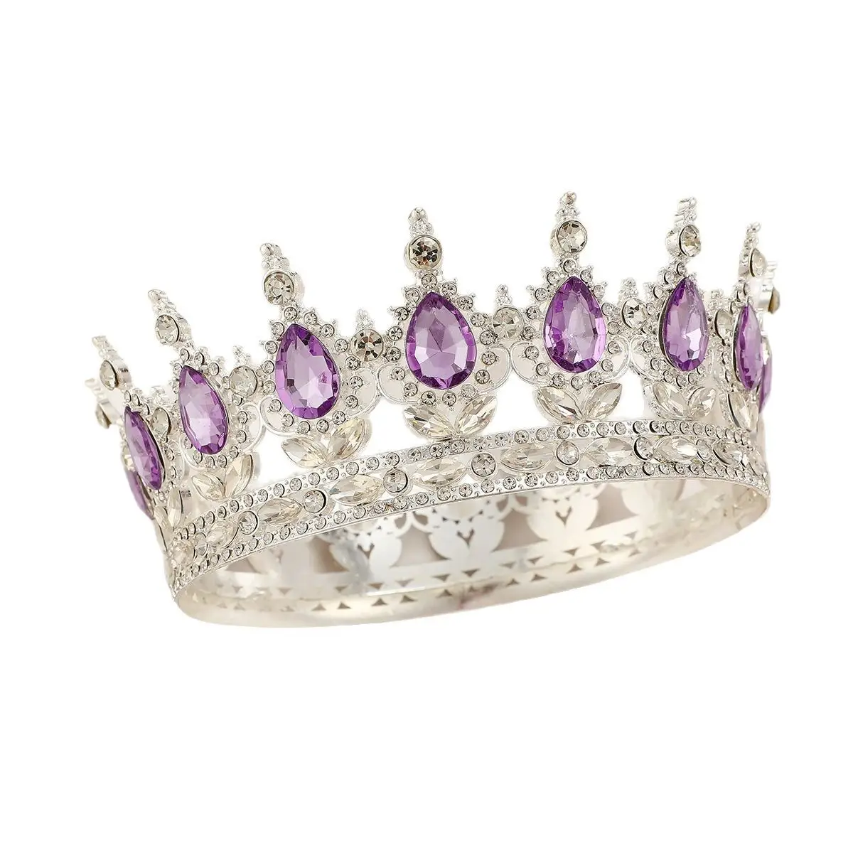 Luxury Crystal Full Circle Crown Wedding Hair Accessory - Image 19