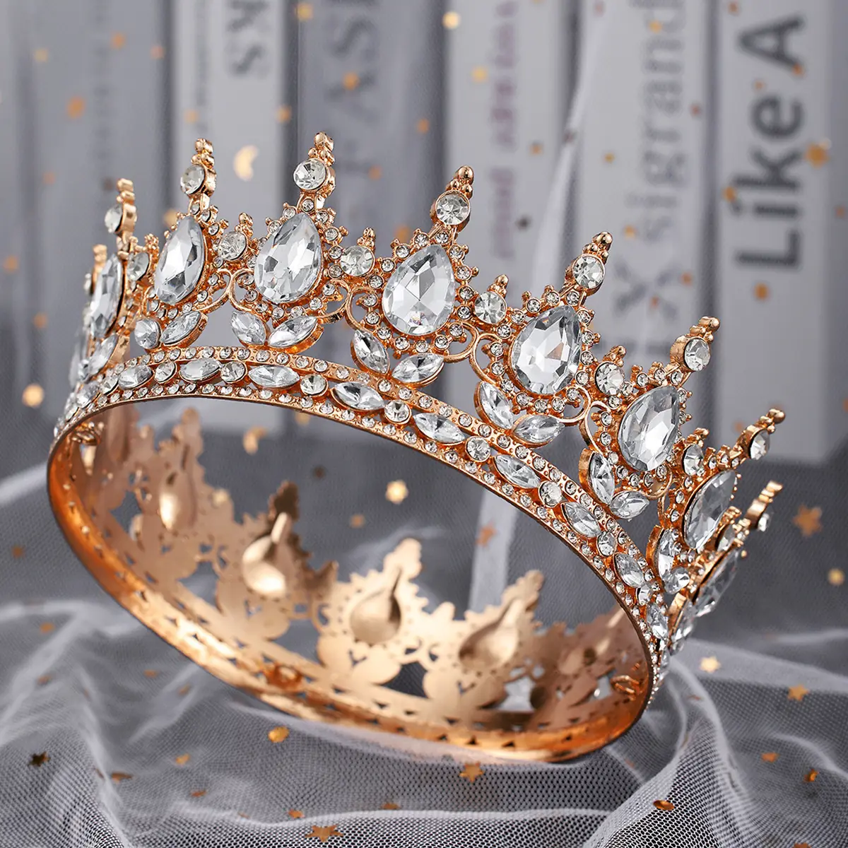 Luxury Crystal Full Circle Crown Wedding Hair Accessory - Image 2