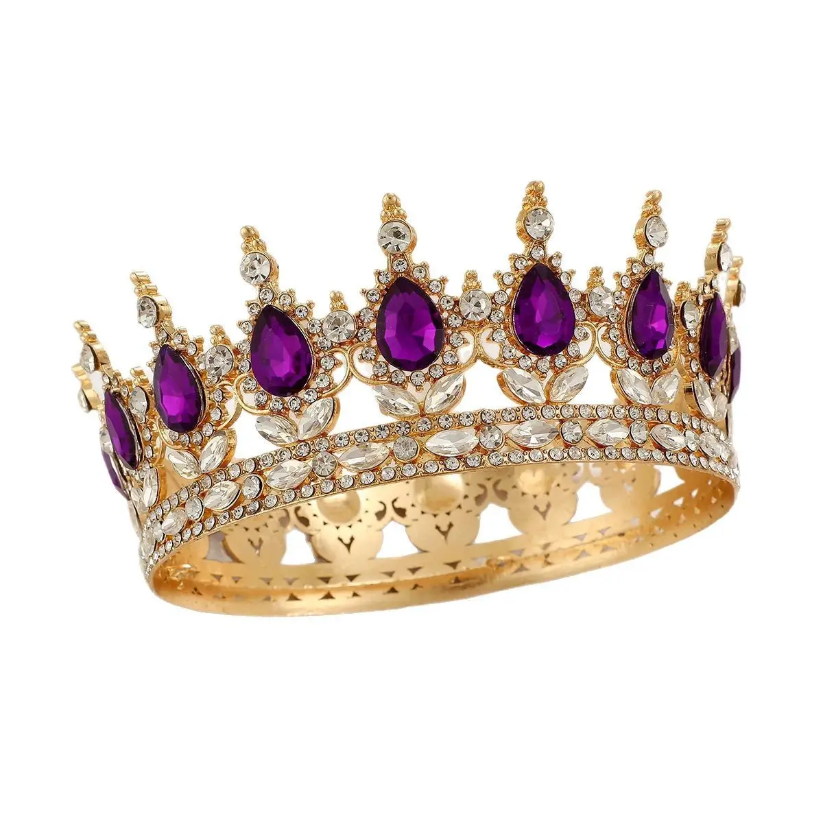 Luxury Crystal Full Circle Crown Wedding Hair Accessory - Image 6