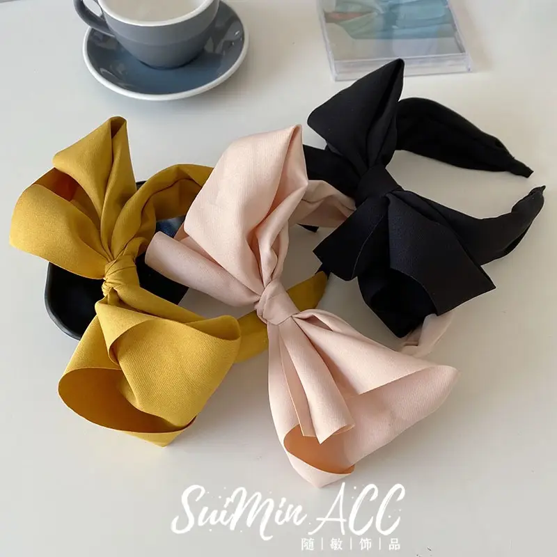 Korean Style Big Bow Headband with Wide Bristles - Image 4