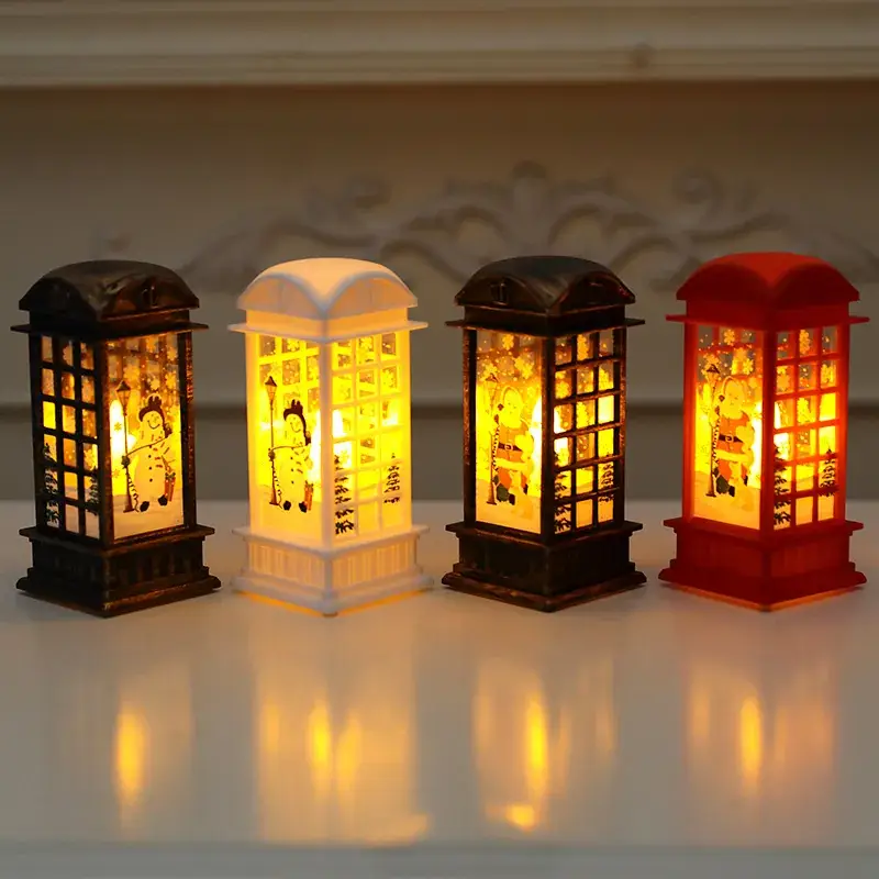 LED Telephone Booth Night Light with Snowman Design