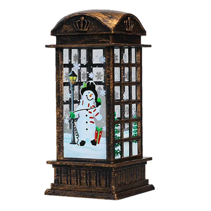 LED Telephone Booth Night Light with Snowman Design