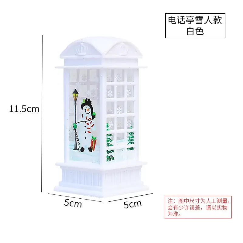 LED Telephone Booth Night Light with Snowman Design