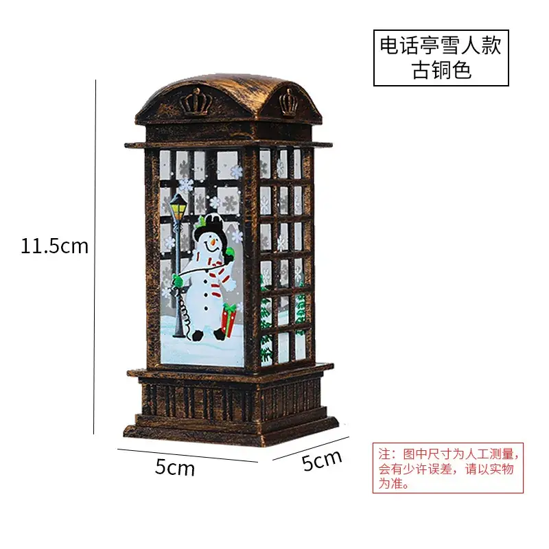 LED Telephone Booth Night Light with Snowman Design