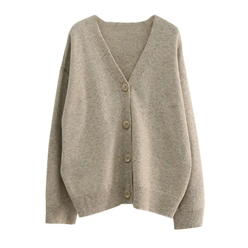 Women's Knitted V-Neck Cardigan Jacket Grey 2025 - Image 9