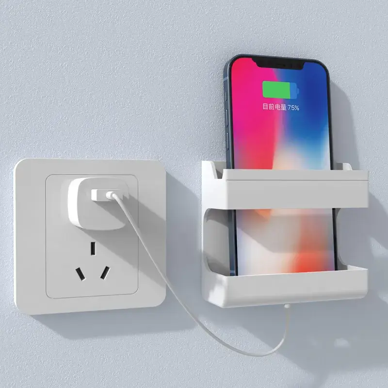 White Adhesive Phone Stand for Wall Mount - Image 20