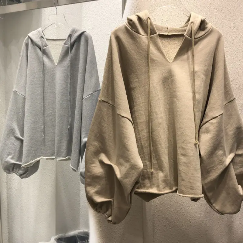 Women's 230kg Hooded Ins Sweater Grey Autumn Winter Loose — feature 2