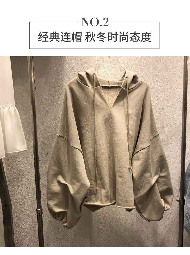 Women's 230kg Hooded Ins Sweater Grey Autumn Winter Loose — feature 6