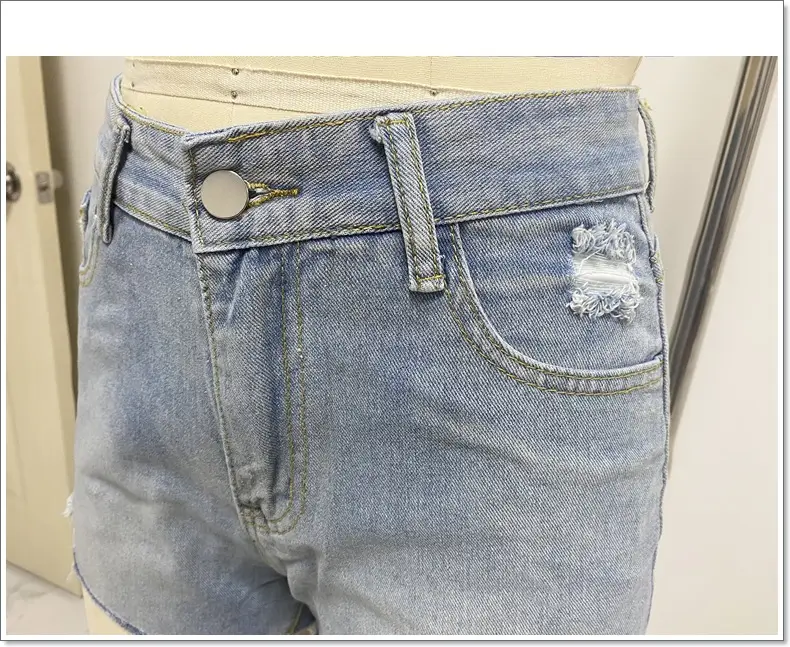 Women Ripped Raw Edge Denim Shorts 2023 Summer — feature 16