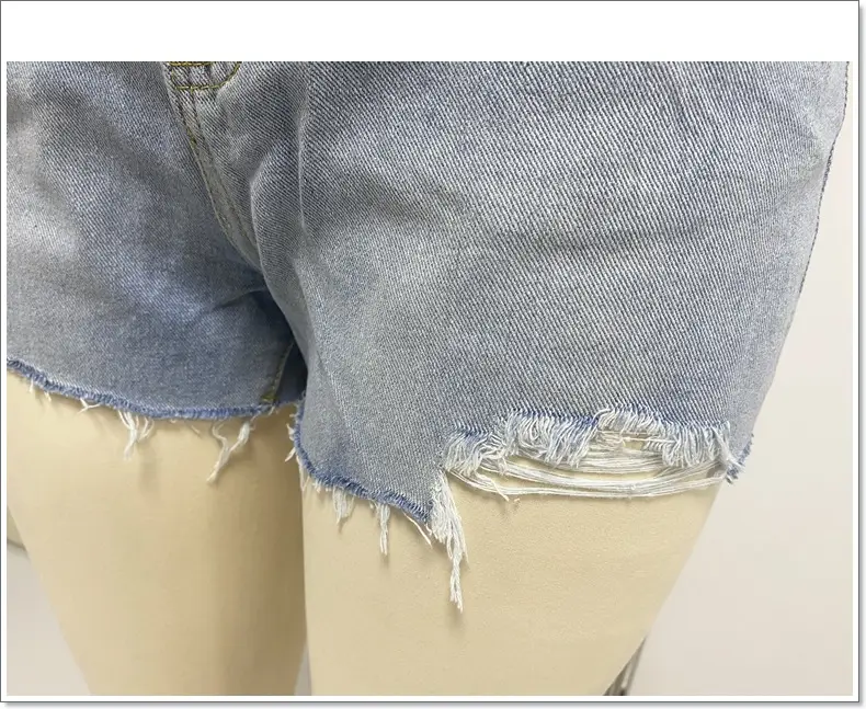 Women Ripped Raw Edge Denim Shorts 2023 Summer — feature 17
