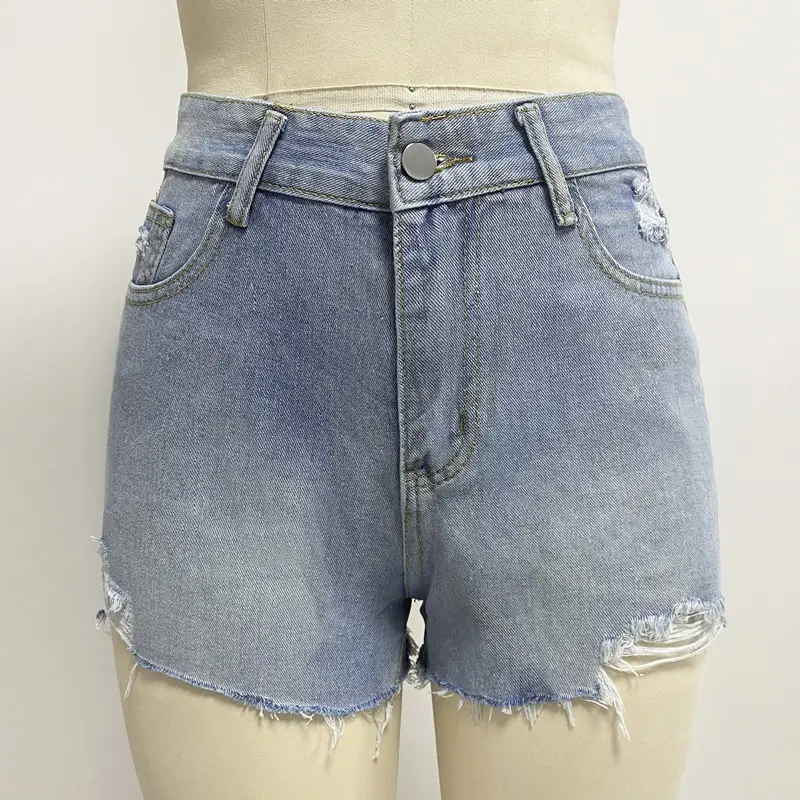 Women Ripped Raw Edge Denim Shorts 2023 Summer — feature 3
