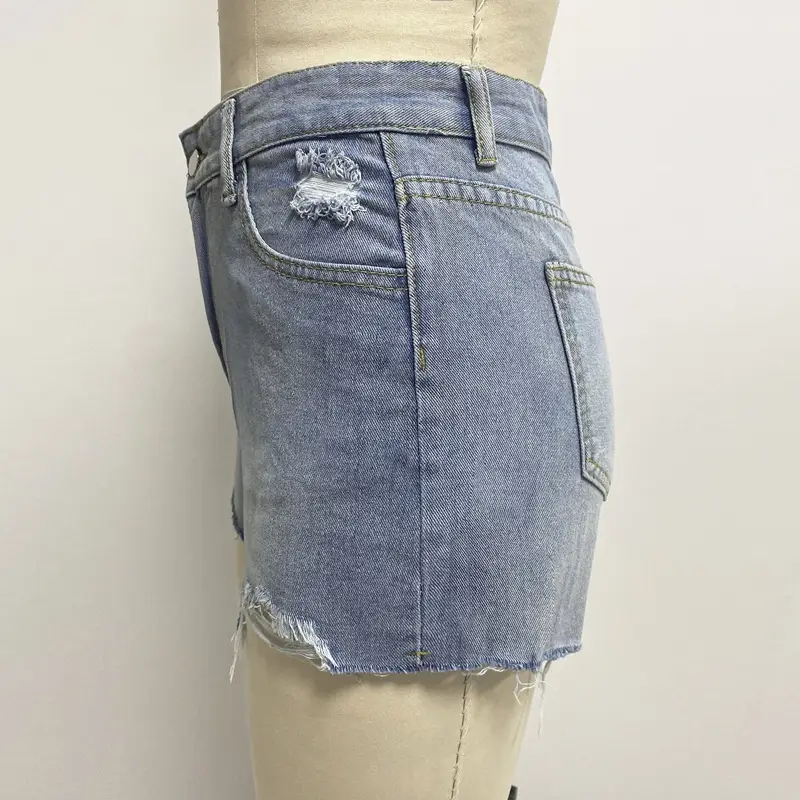 Women Ripped Raw Edge Denim Shorts 2023 Summer — feature 4