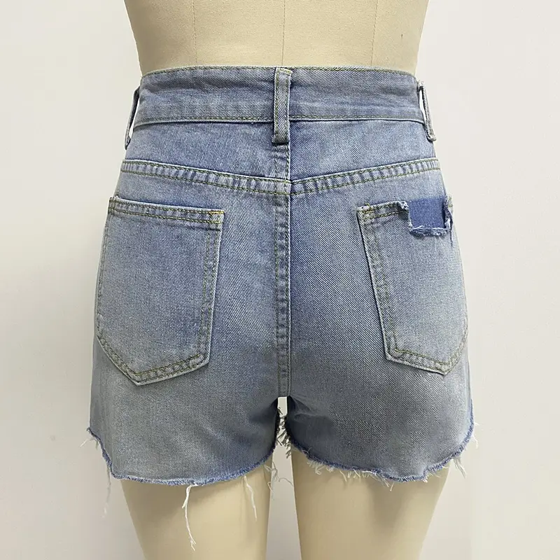 Women Ripped Raw Edge Denim Shorts 2023 Summer — feature 5