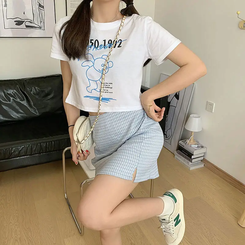 Women Bear Print Crop T-Shirt 2025 Summer — feature 3
