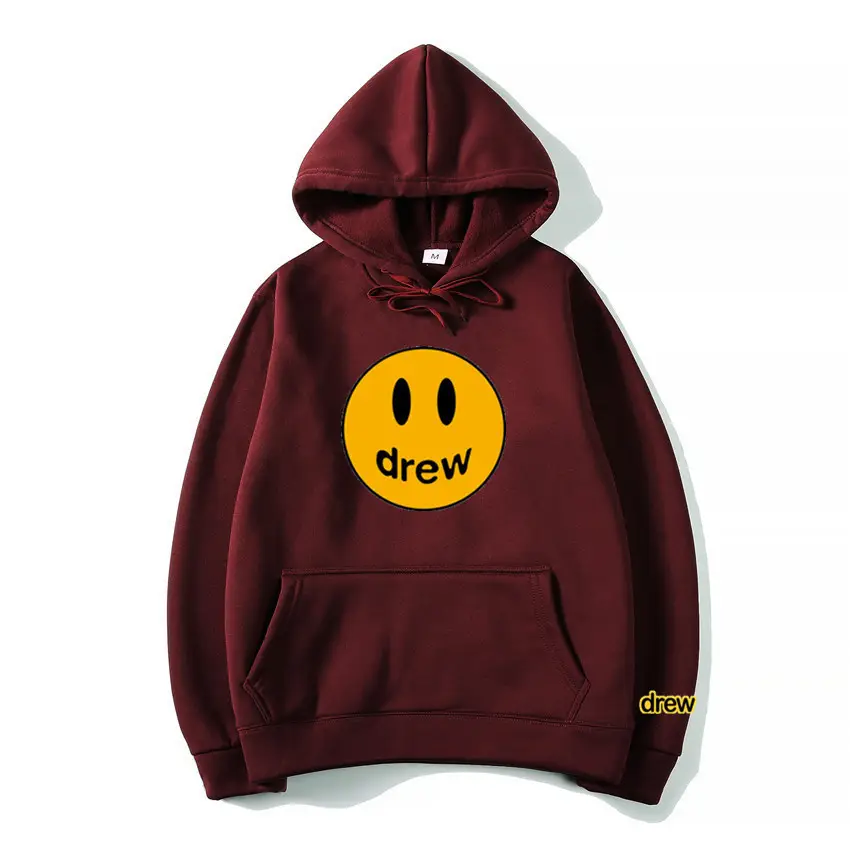 Men Grey Smile Face Hooded Hoodie Crewneck