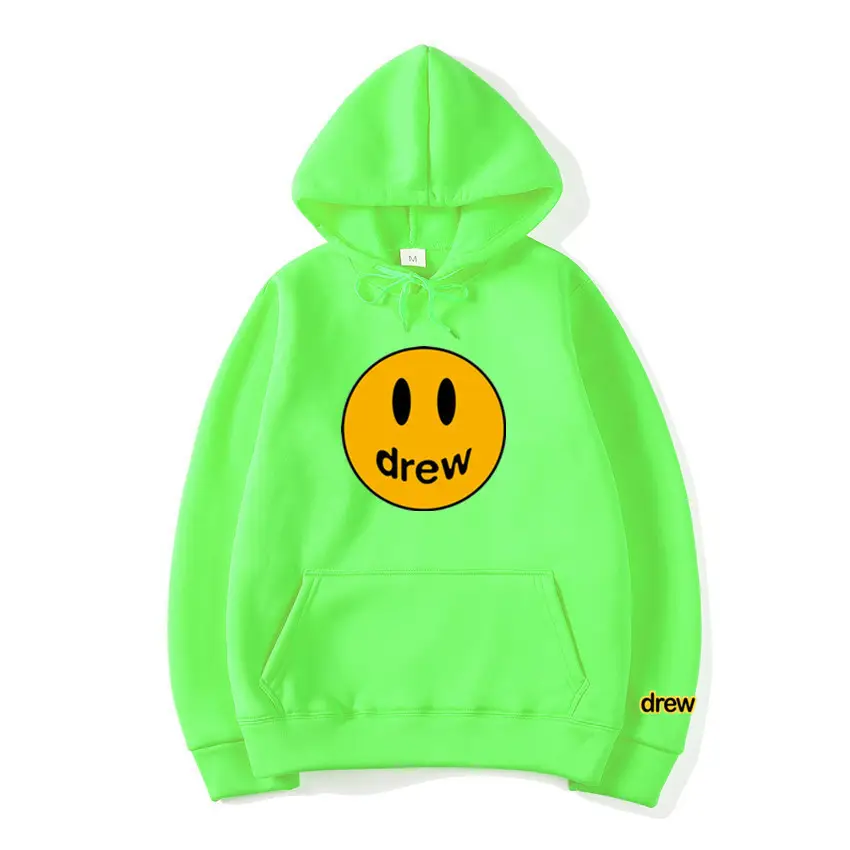 Men Grey Smile Face Hooded Hoodie Crewneck