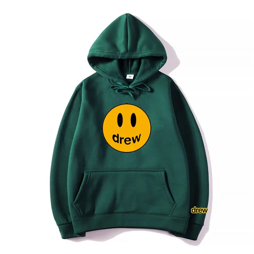 Men Grey Smile Face Hooded Hoodie Crewneck