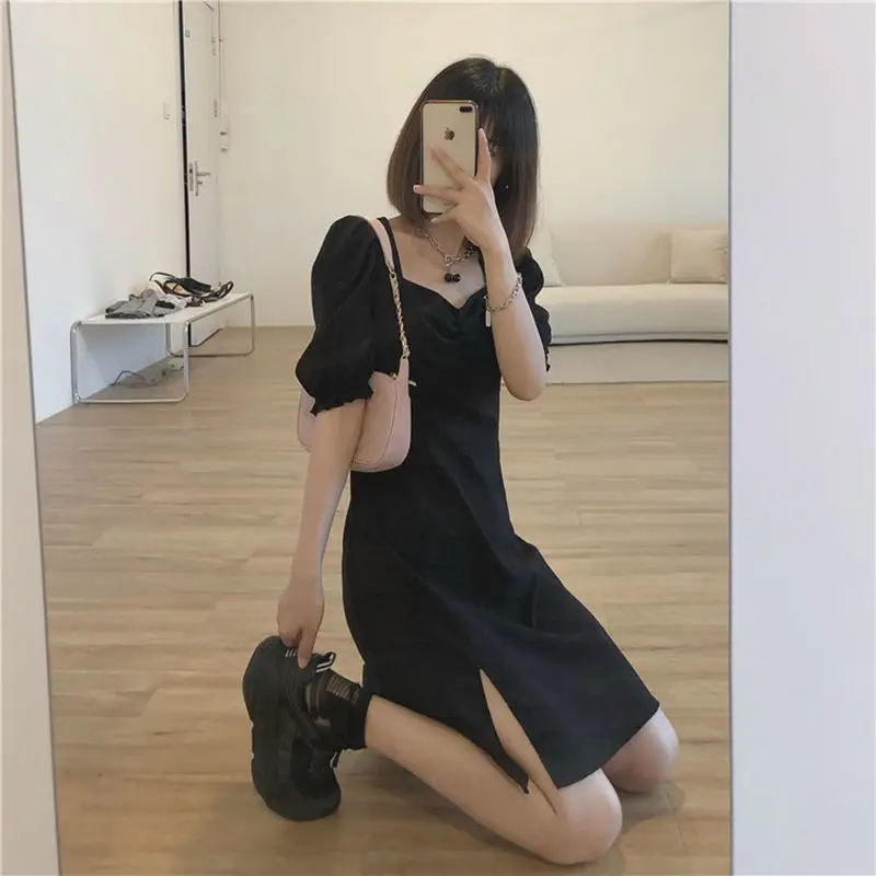 2025 Black Puff Sleeve Women's Dress for Petite - Image 5