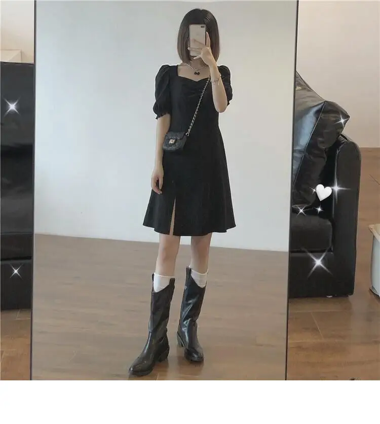 2025 Black Puff Sleeve Women's Dress for Petite — feature 12