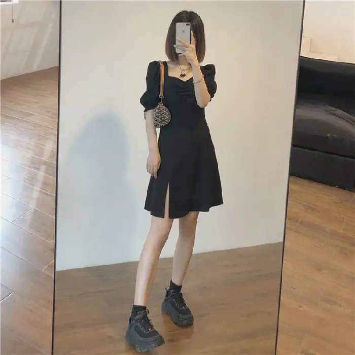 2025 Black Puff Sleeve Women's Dress for Petite - Image 2