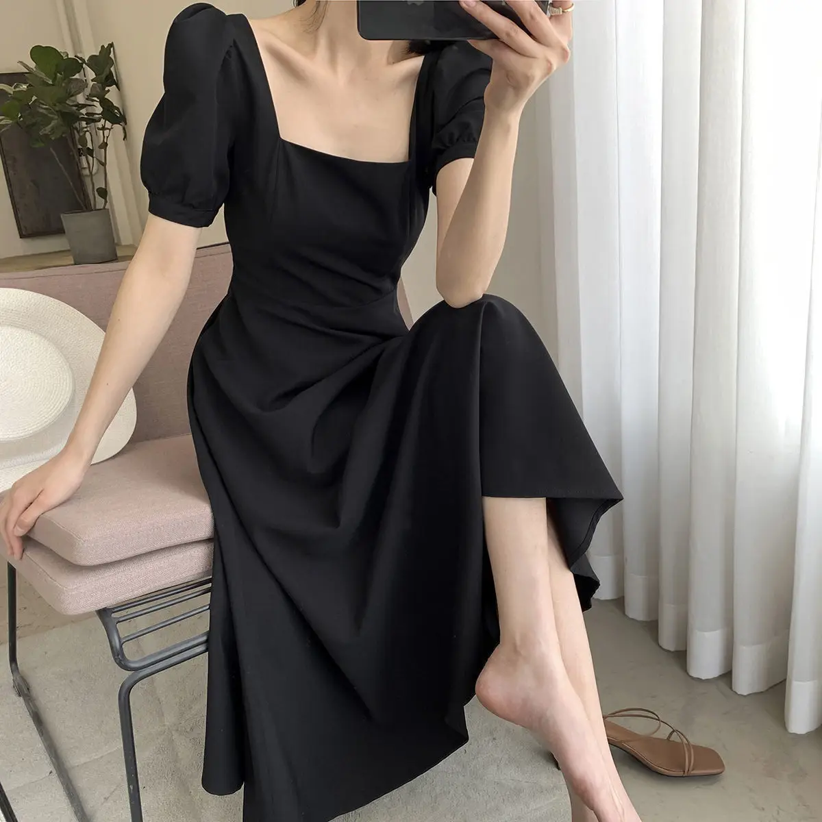 Elegant Red Hepburn Style Dress for Women — feature 5