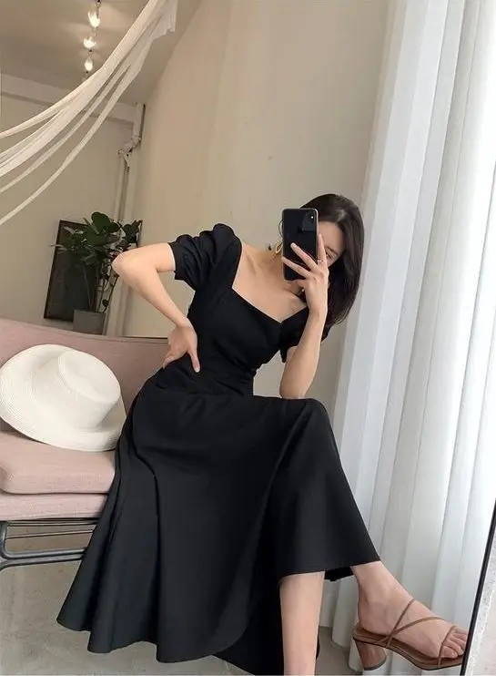 Elegant Red Hepburn Style Dress for Women — feature 6