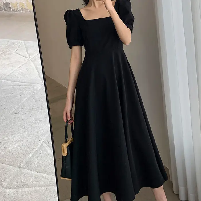 Elegant Red Hepburn Style Dress for Women - Image 3