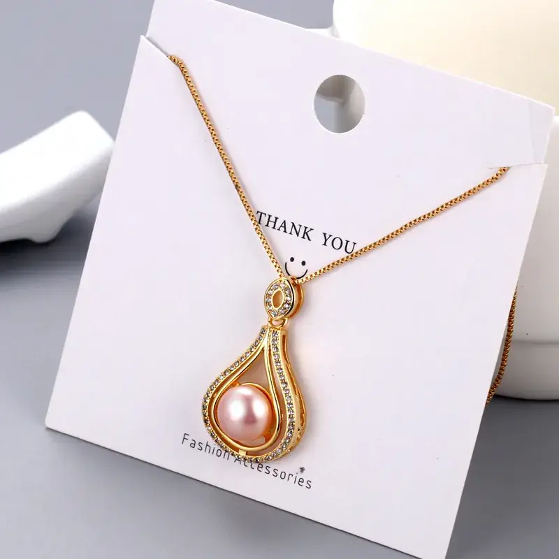 2025 Freshwater Pearl Necklace with Zircon Inlay - Image 4