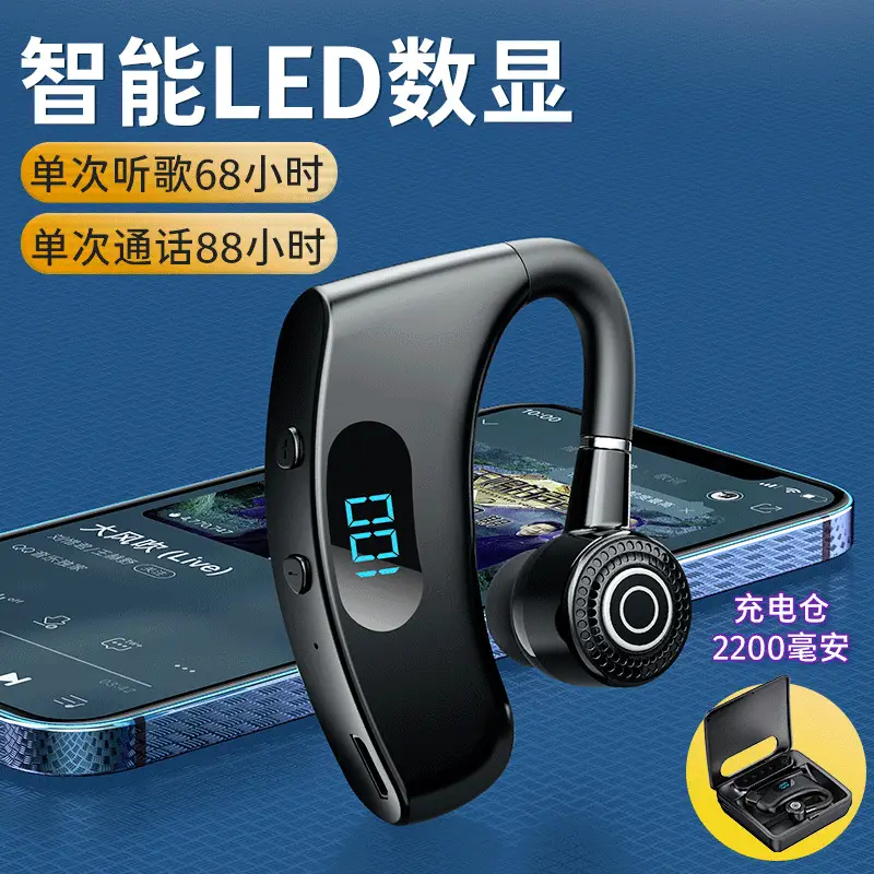White Bluetooth Headset with Power Display & Charging Bin - Image 10