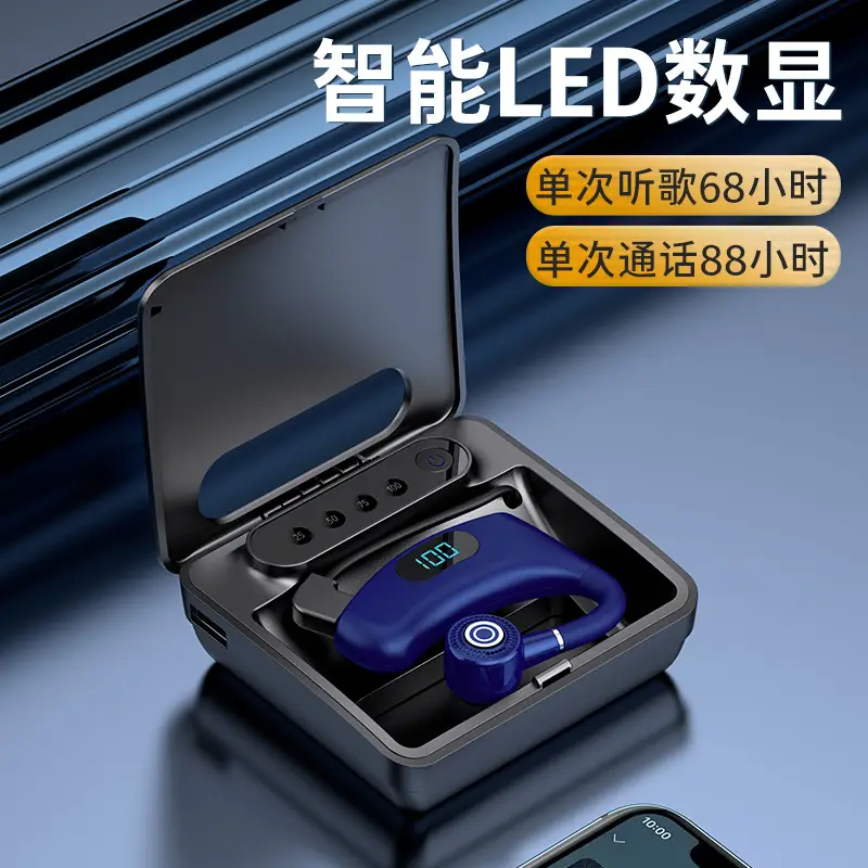 White Bluetooth Headset with Power Display & Charging Bin - Image 13