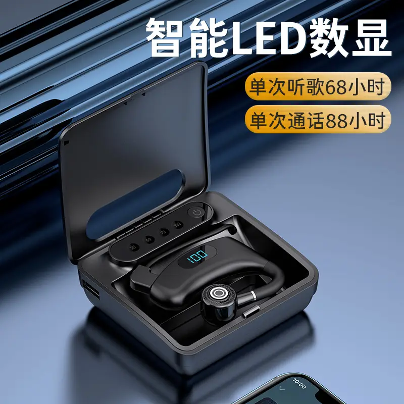 White Bluetooth Headset with Power Display & Charging Bin - Image 5
