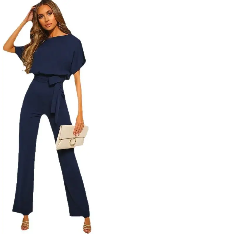 Elegant Light Beige Button-Up Jumpsuit Set - Image 17