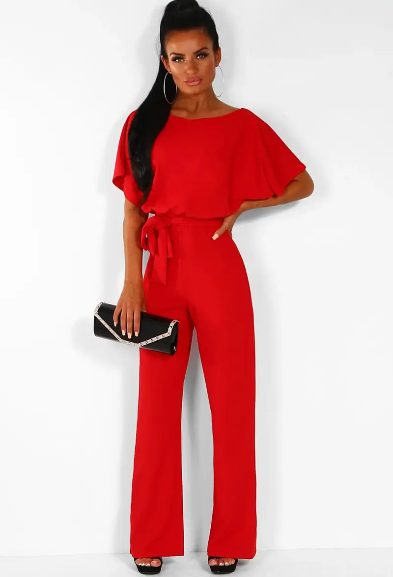 Elegant Light Beige Button-Up Jumpsuit Set - Image 2