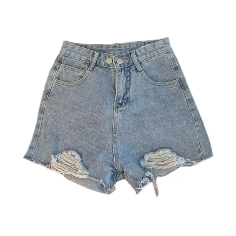 Women Denim Ripped Wide Leg Shorts High Waist 2021 - Image 6