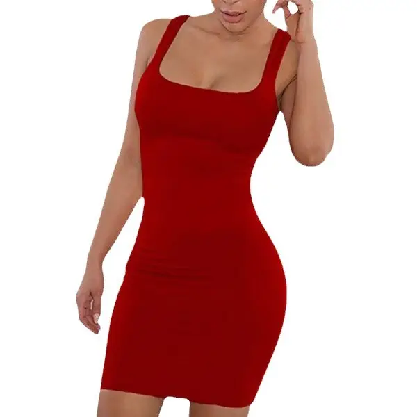Red Slim Fit Strapless One-step Dress