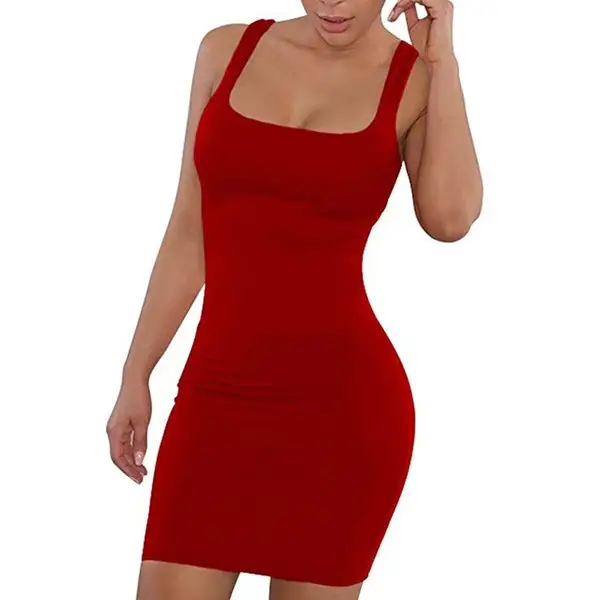 Red Slim Fit Strapless One-step Dress